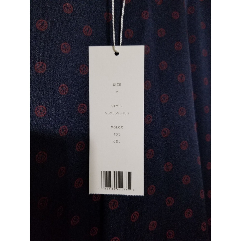 Vince Leaf Foulard 100% Silk Satin Asymmetric Midi Skirt Navy Blue XS M $325 - Picture 13 of 14